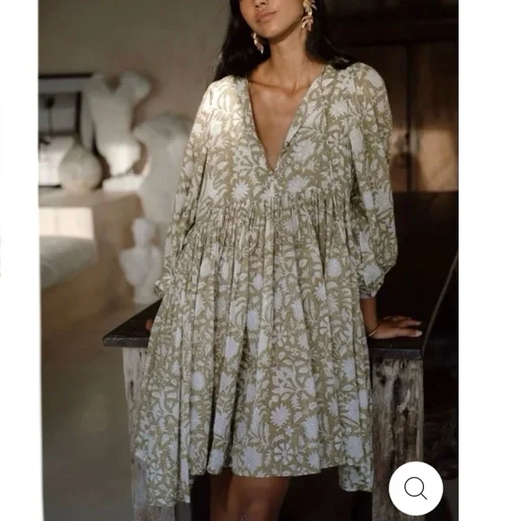 NEW Daughters Of India Kyra Mini Dress In Olive Size XXL - Picture 2 of 12